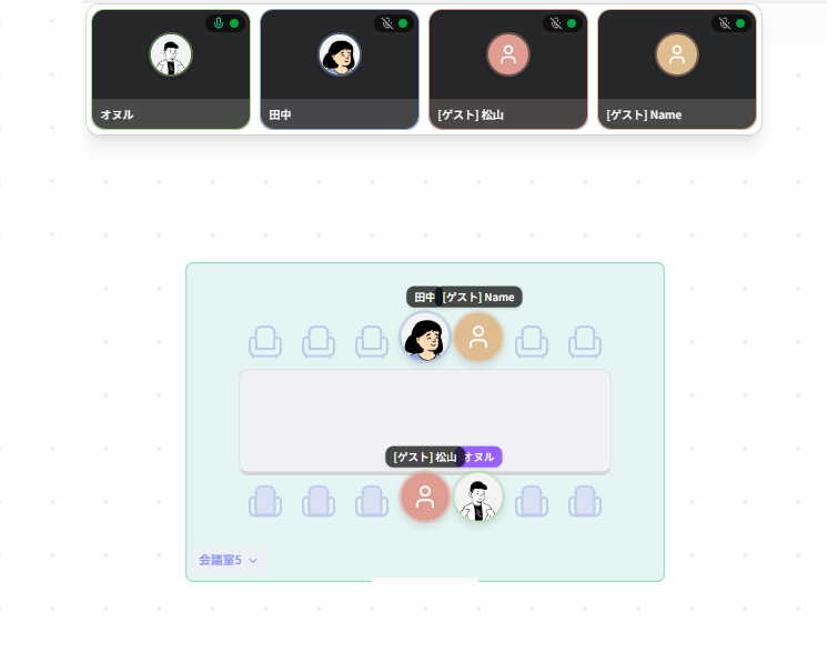 Zasekiの会議室で働いている様子